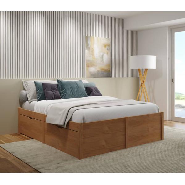 Cama Queen Multifuncional Diamond Madeira Macica Amendoa Leroy Merlin