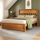 Cama Queen Nathalia 160cm Peseira Baixa Madeira Maciça Mogno