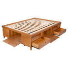 Cama Queen Size Com Gavetas Charme - Doce De Leite Escovado -