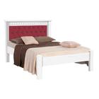 Cama Queen Size Em Mdf Reforçada Branco Com Capitonê Vinho Me
