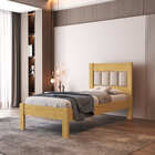 Cama Solteiro 100% Madeira Maciça Pinus Cabeceira Tapeçada Vi