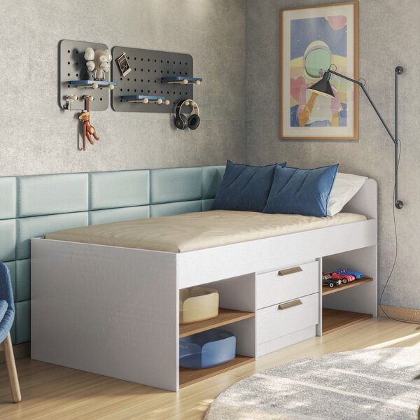 Cama Solteiro 2 Gavetas New Conect Branco/jatobá