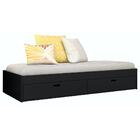Cama Solteiro 2 Gavetas Puff Preto Fosco