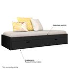 Cama Solteiro 2 Gavetas Puff Preto Fosco