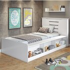 Cama Solteiro 3 Nichos E Cama Auxiliar Flex Yumi  Branco