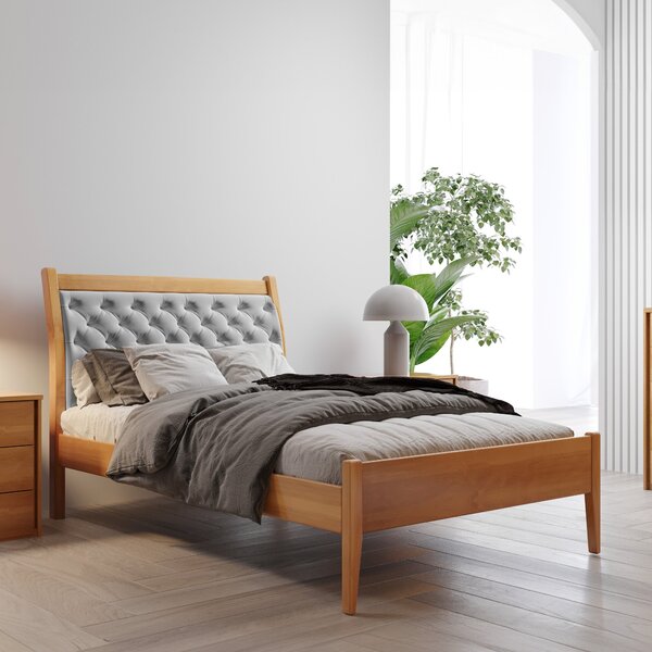 Cama Solteiro 90cm Vivare Amêndoa Mel/veludo Cinza Claro
