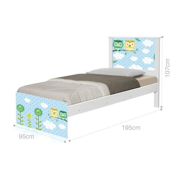 Cama Solteiro Adesivada Corujinhas Com Colchão