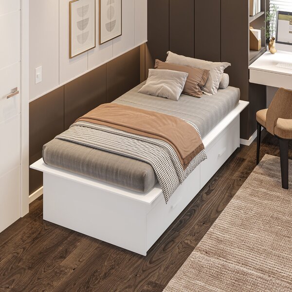 Cama Solteiro Adulto Com 2 Gavetas Deva Yescasa Branco