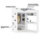 Cama Solteiro Alta Multifuncional Oxford Com Armário - Branco