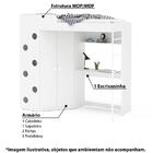 Cama Solteiro Alta Multifuncional Oxford Com Armário - Branco