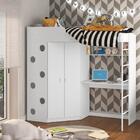 Cama Solteiro Alta Multifuncional Oxford Com Armário - Branco