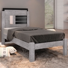 Cama Solteiro Amanda Cinza E Preto
