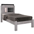 Cama Solteiro Amanda Cinza E Preto Com Colchão