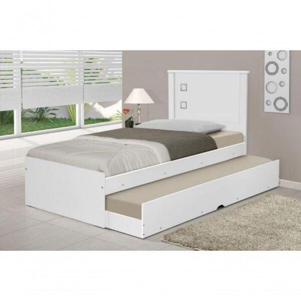 Cama Solteiro Barcelona Com Auxiliar - Branco - Tebarrot