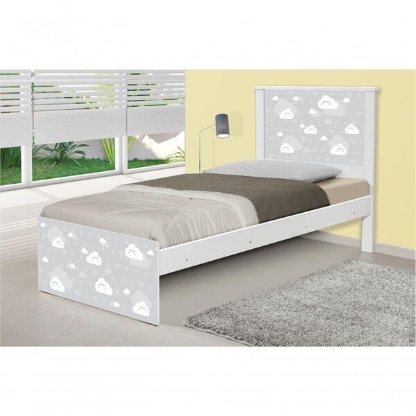 Cama Solteiro Barcelona Nuvem Cinza Menino E Menina Colchão