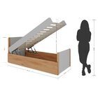 Cama Solteiro Bau Flow Em Madeira Maciça Natural Pine / Cinza