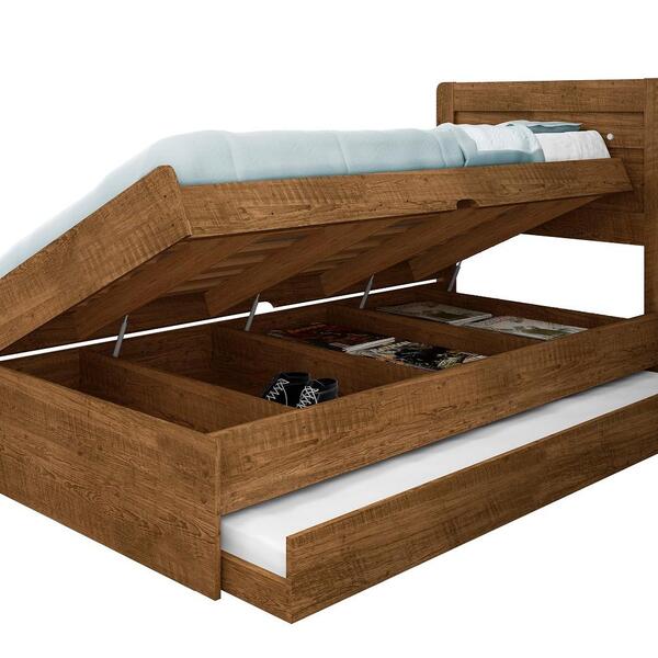 Cama Solteiro Baú Larissa Com Cama Auxiliar Dani Framar