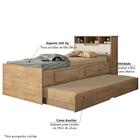 Cama Solteiro Baú Ravena Com Auxiliar Amêndoa Off White