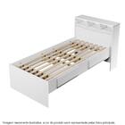 Cama Solteiro Baú Ravena Com Auxiliar Amêndoa Off White