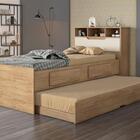 Cama Solteiro Baú Ravena Com Auxiliar Amêndoa Off White