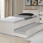 Cama Solteiro Bibox Baú 2 Gavetas Off White Castanho 0,88 C/