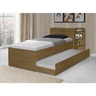 Cama Solteiro Bibox Baú Castanho 2 Gavetas E Prateleiras 0,88