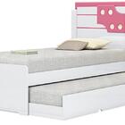 Cama Solteiro Bibox Com Auxiliar Luiza Branco/rosa Vitamov