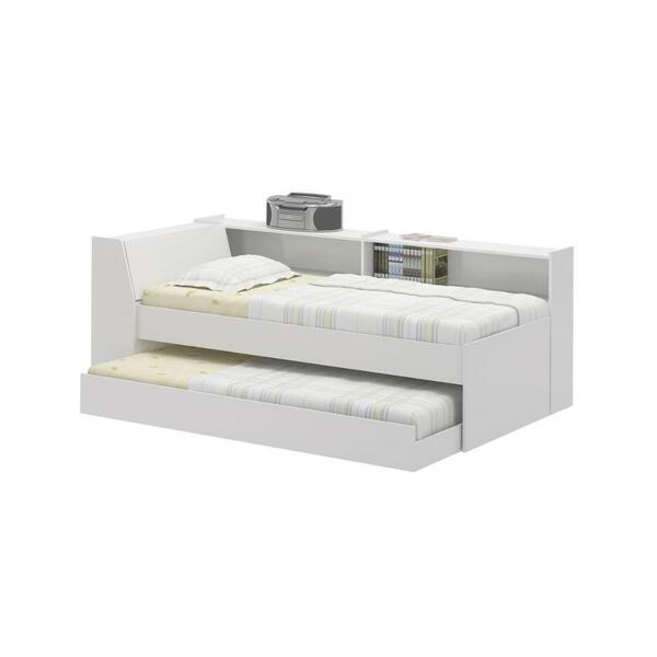 Cama Solteiro Bicama Com Estante Bb-28-29 Branco Ditália