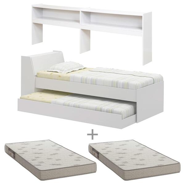 Cama Solteiro Bicama Est C/ 2 Colchões Ditália Bb2829 Branco