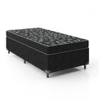 Cama Solteiro Box + Colchão D20 - Suede Preto