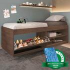 Cama Solteiro Box Com Sapateira Embutida Chocolate Vanessa Fr