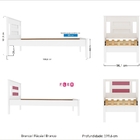 Cama Solteiro Braga Branco Rosa Com Auxiliar E Colchão