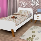 Cama Solteiro Branca e Mel com Criado Mudo