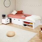 Cama Solteiro Branco Madeira Com Gaveta E Mesa De Cabeceira S