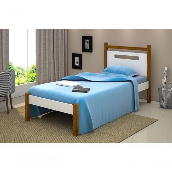 Cama Solteiro Branco Mel Com Colchão