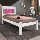 Cama Solteiro Buran Branco E Rosa