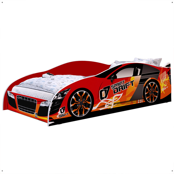 Cama Solteiro Carro Drift 188x88 Cm - Vermelho / Vermelho - R
