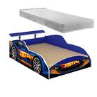 Cama Solteiro Carro Stock Car Com Colchão Azul Marinho