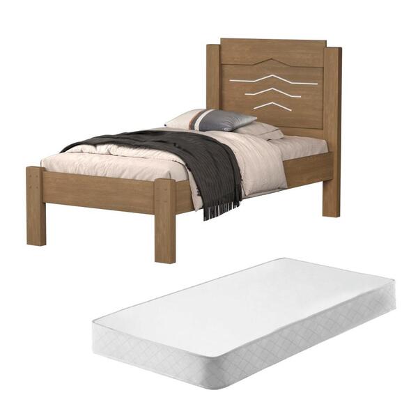 Cama Solteiro Cibele Castanho Com Colchão