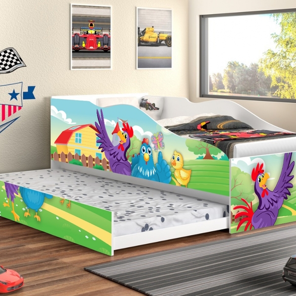 Cama Solteiro Com Auxiliar Cocoricó, Cama Infantil