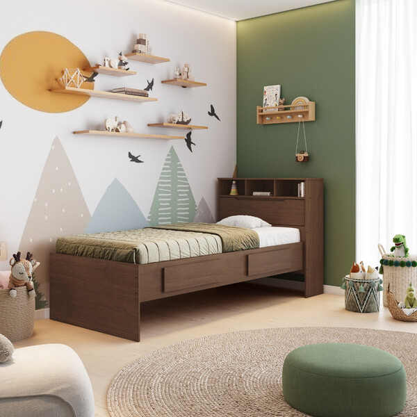 Cama Solteiro Com Baú 2 Gavetas Ravena Conquista Móveis