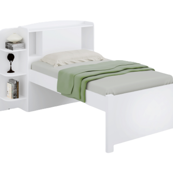 Cama Solteiro Com Cabeceira Baú - Milênio Plus-branco - Móvei