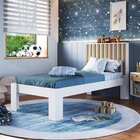 Cama Solteiro Com Cabeceira Ripada Branco