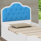 Cama Solteiro Com Capitonê Dany Branco/azul