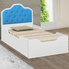 Cama Solteiro Com Capitonê Dany Branco/azul