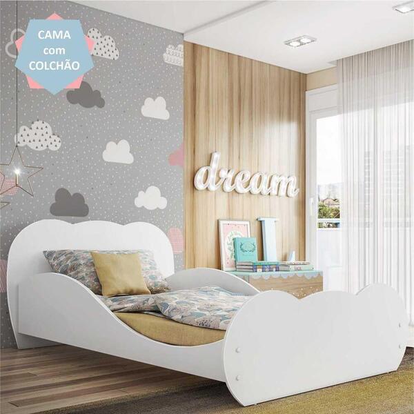 Cama Solteiro Com Colchão Incluso 100% Mdf Safira Multimóveis