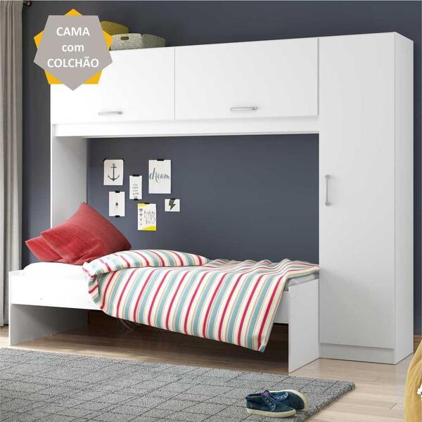 Cama Solteiro Com Colchão Incluso E Guarda Roupa Multimóveis