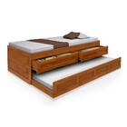 Cama Solteiro Com Gavetas E Auxiliar Madeira Maciça Imbuia Vi