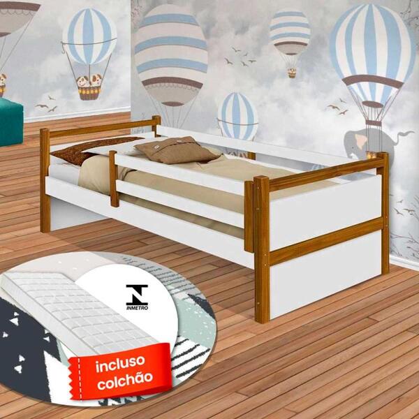 Cama Solteiro Com Grade Bianca Com Colchão Branca E Mel | Leroy Merlin