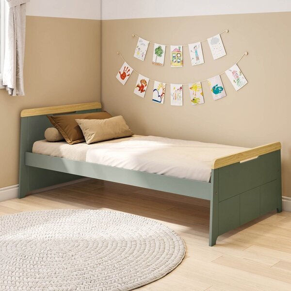 Cama Solteiro Com Led Petit Casatema Madeiraoriginals Verde/m